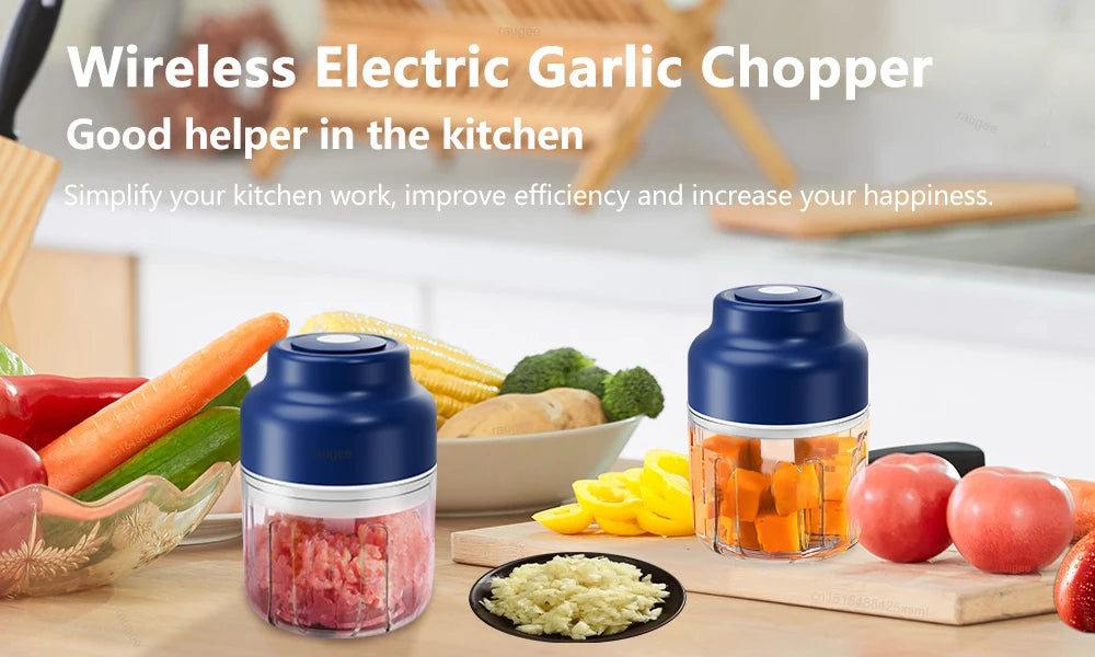Electric Garlic Chopper 320ML — USB Rechargeable Mini Food Chopper & Meat Grinder