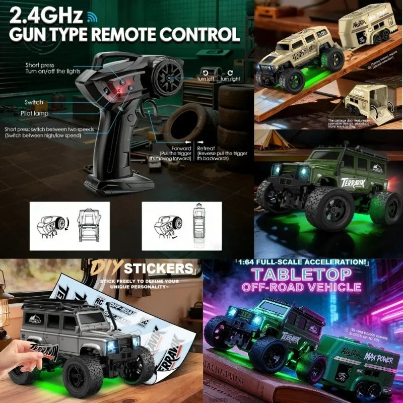 1/64 Scale Mini 4WD RC Drift Racing Car – Type-C Rechargeable Desktop Racer