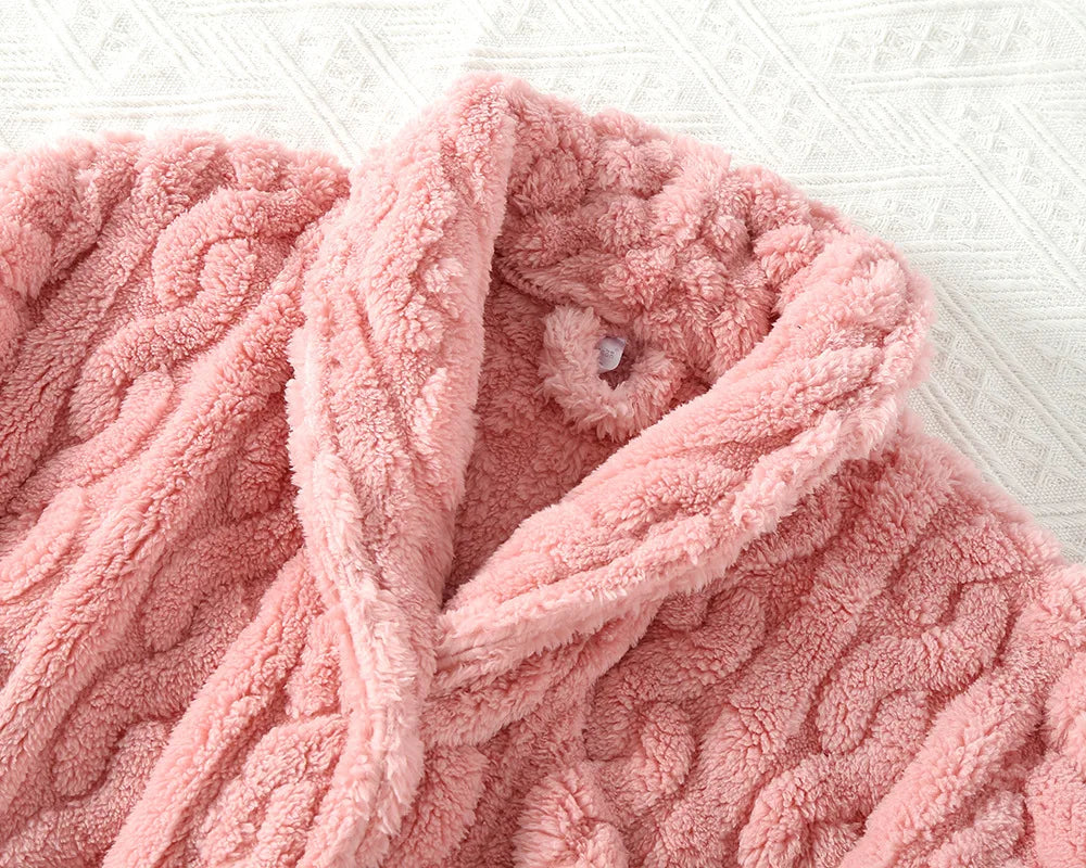 Women's Warm Flannel Bathrobe | Soft Long-Sleeve Fleece Dressing Gown
