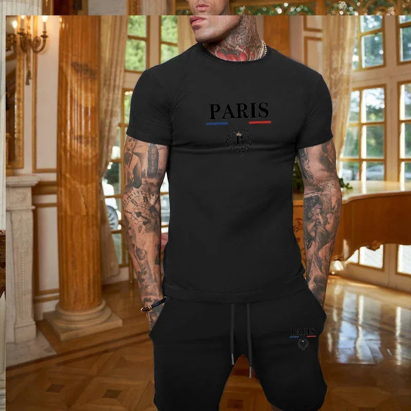 Men's Short Sleeve T-Shirt & Split Shorts Set – Fashion Jogging Casual Sport 2-Piece