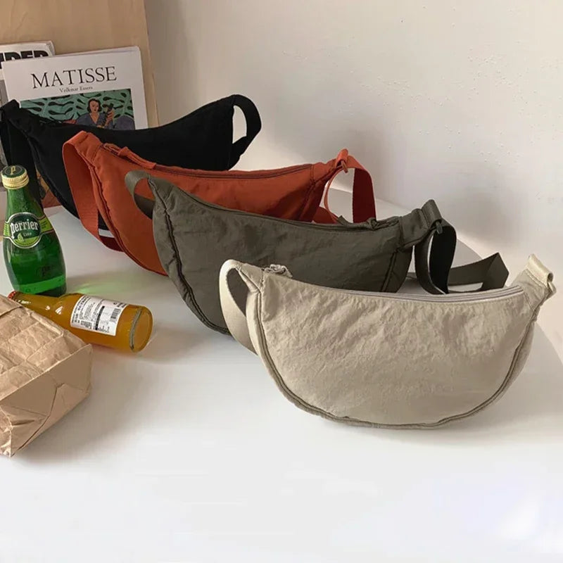 Nylon Dumpling Shoulder Bag – Large Capacity Women's Travel & Commuter Bag in Solid Colors