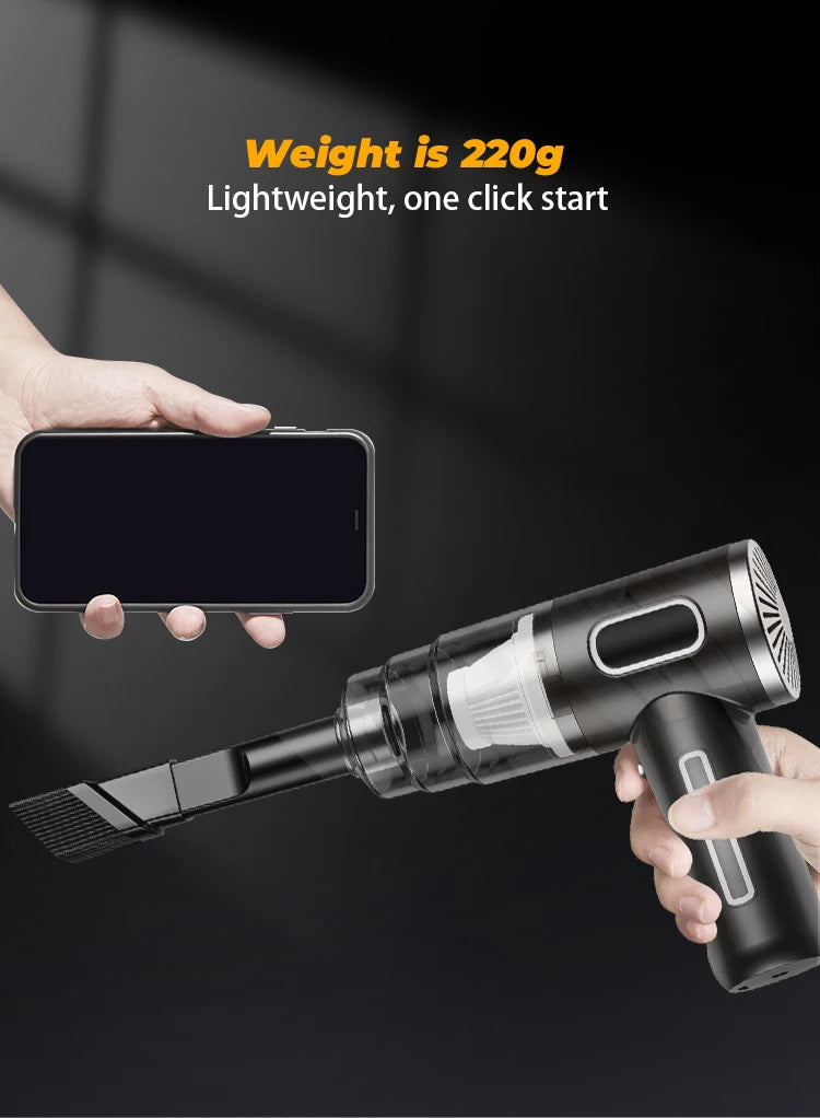ABS Portable Wireless Car Vacuum Cleaner — Powerful Mini Cleaning Machine for Home, Carpet & Car