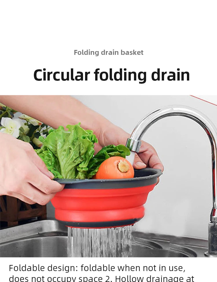 Foldable Silicone Colander Drain Basket — Collapsible