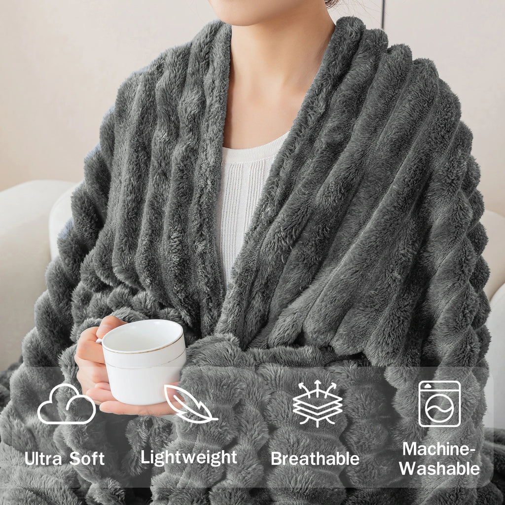 Soft Flannel Blanket – Warm Nap Throw in Multiple Colors, Christmas Gift Blanket