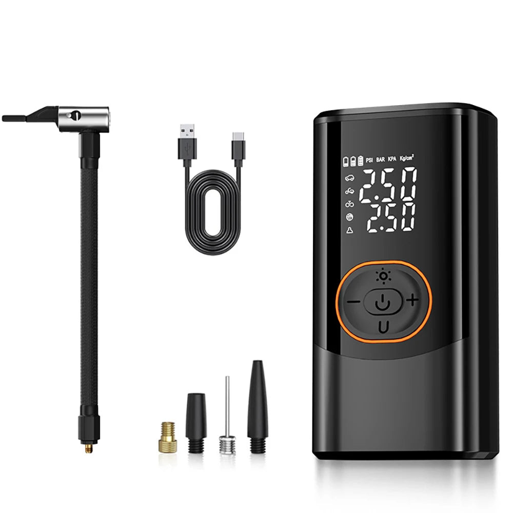 Cordless Tire Inflator with Dual Display and Auto Shutoff
