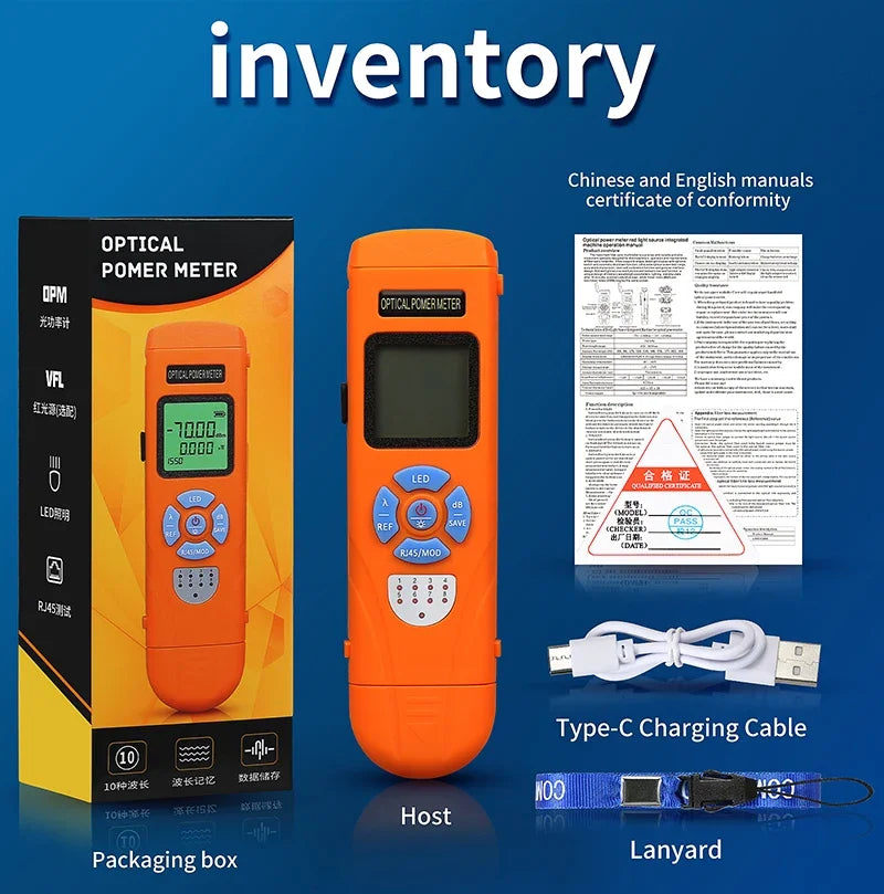 High-Precision FTTH Fiber Optic Power Meter — Digital Optical Signal Tester