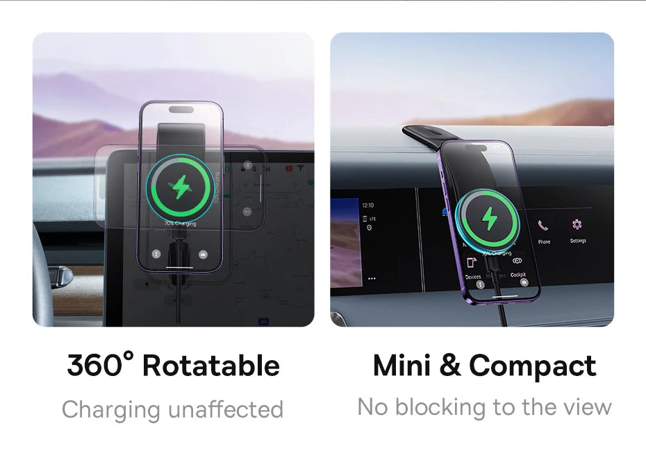 Baseus 15W Magnetic Wireless Car Charger Phone Holder – MagSafe Mount for iPhone 13–17
