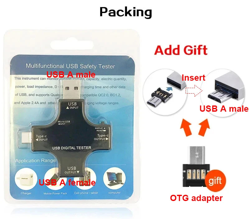 USB Tester Type-C PD Digital Capacity Meter — Voltage, Current & Power Measurement
