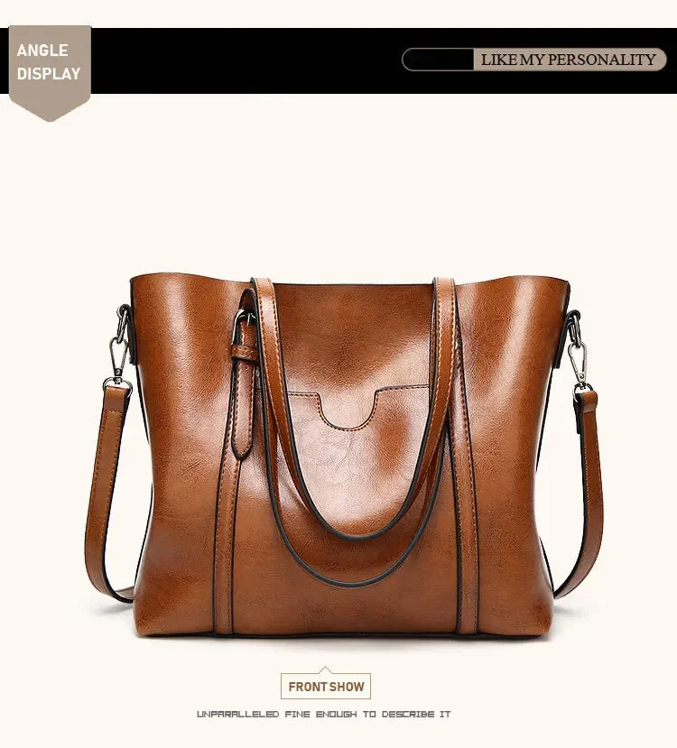 Vintage Oil Wax TPU Shoulder Bag – Hard Shell Tote Crossbody Satchel for Women