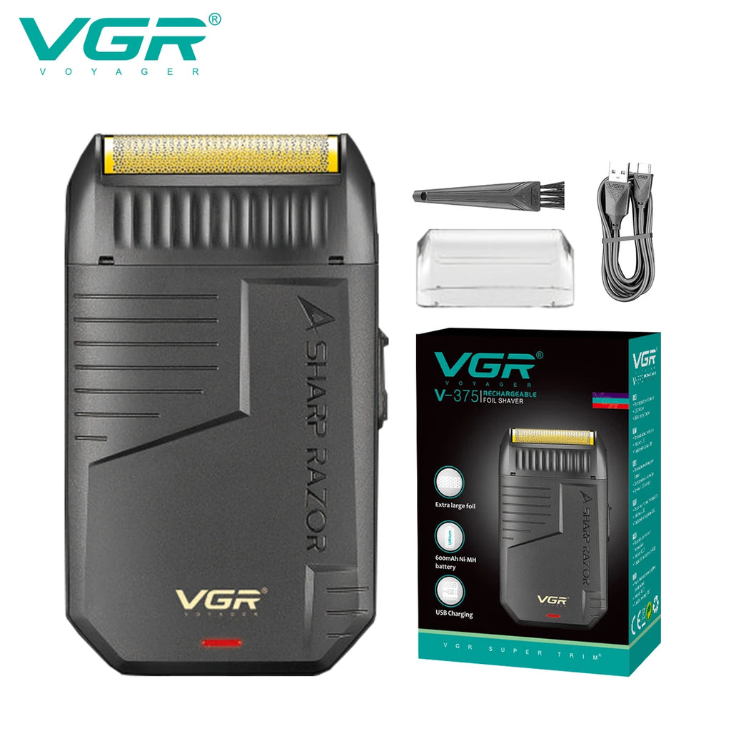 VGR V-375 Professional Foil Electric Shaver – Rechargeable, Pop-Up Trimmer, USB-C Fast Charge