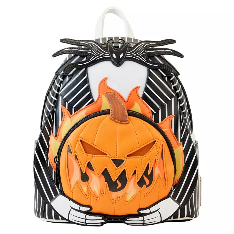 Nightmare Before Christmas Jack Pumpkin Glow Anime Backpack – Cartoon Character Bag for Women & Students