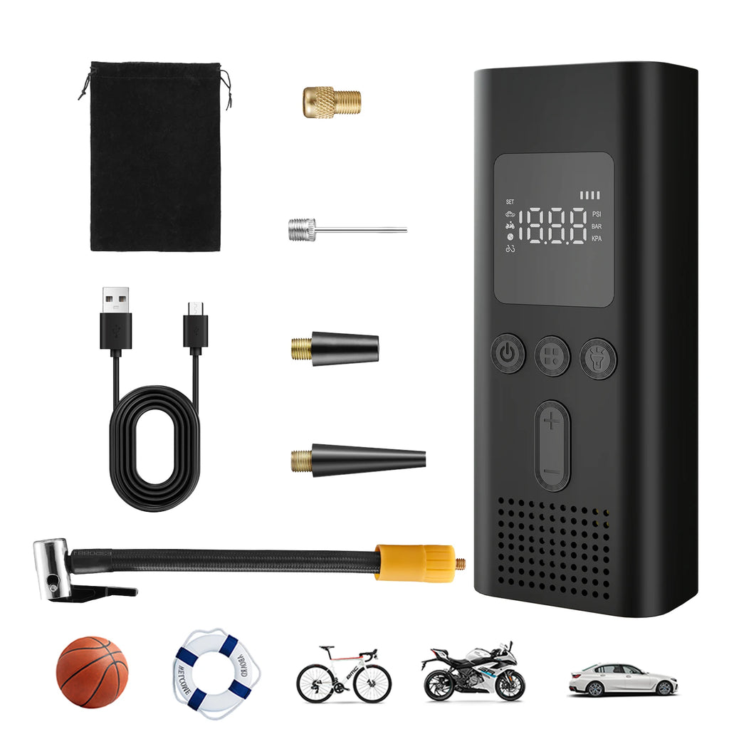 Cordless Portable Car Tire Inflator – Digital 150PSI Electric Air Pump for Cars, Bikes & More, 4000mAh or 6000mAh