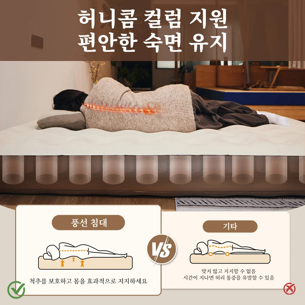 Glamping Air Mattress with Built-In Pump – Thickened Outdoor & Home Sleeping Mat, 450KG Capacity