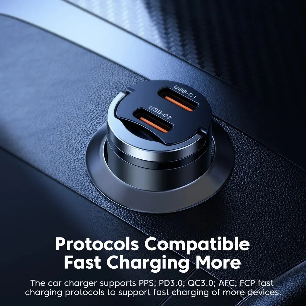 Toocki 45W Mini PD Car Charger — Fast Charging USB-C for iPhone & Samsung