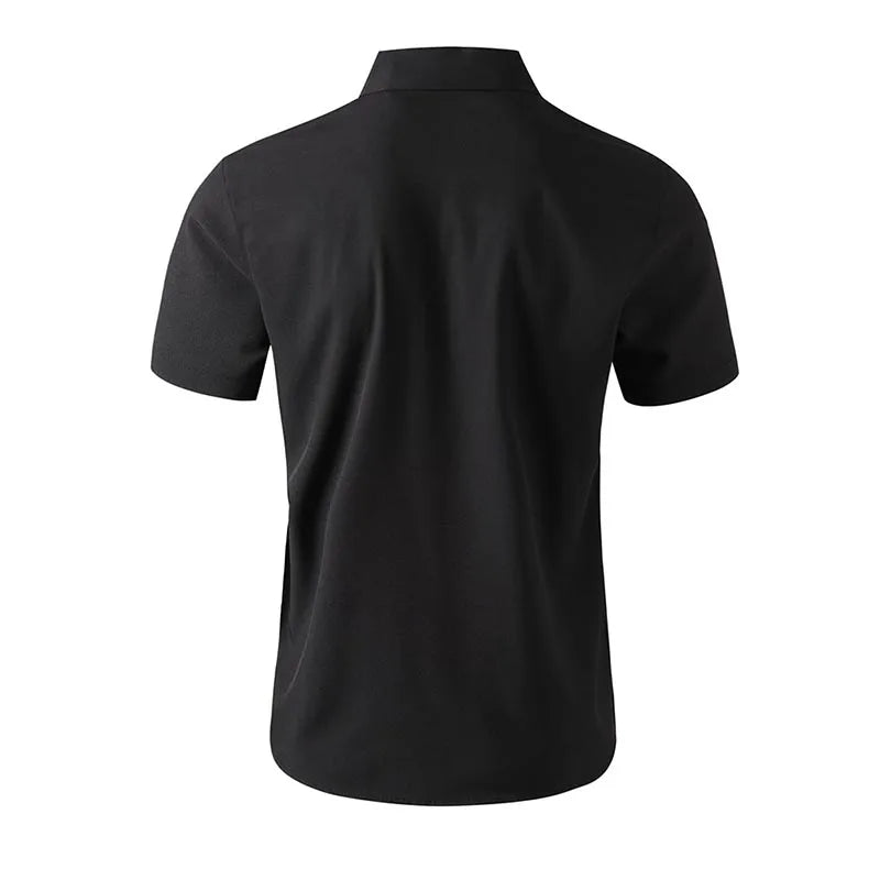 Men's No-Iron Solid Color Short Sleeve Shirt — Wrinkle-Free Casual Shirt