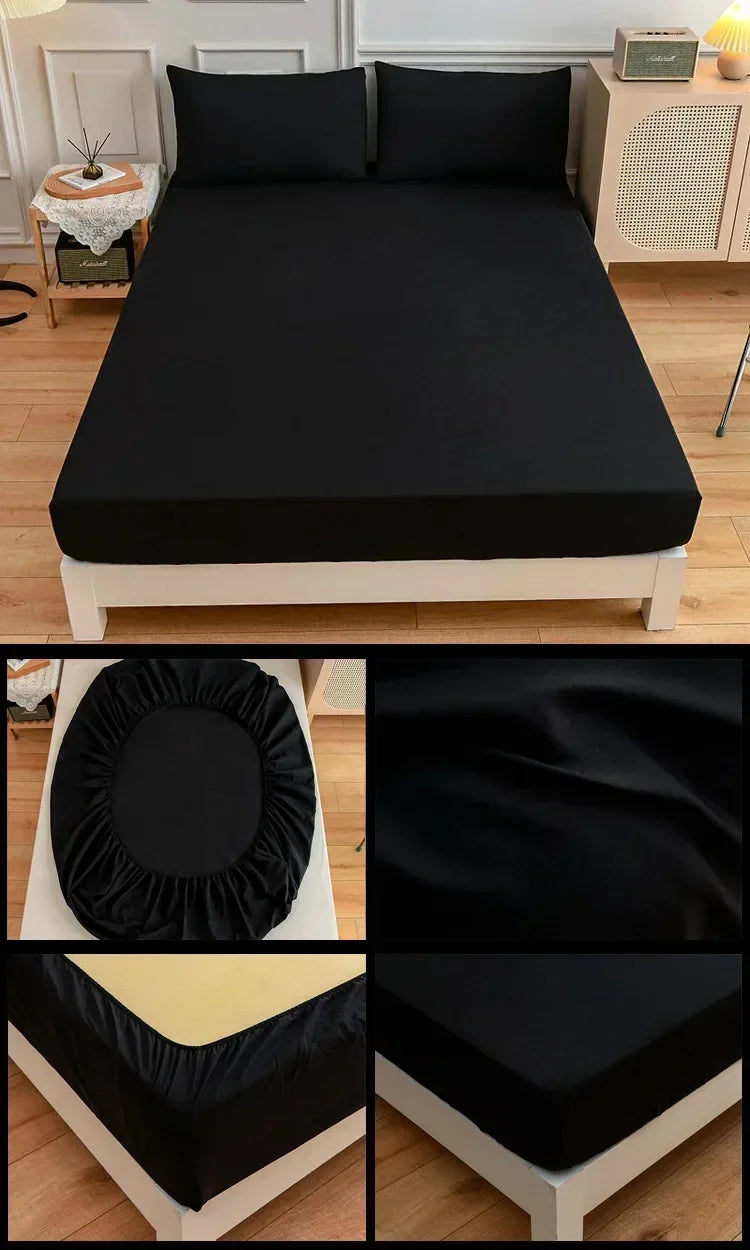High-Quality Elastic Fitted Sheet – Solid Color Mattress Cover, 80–200cm, Single to King