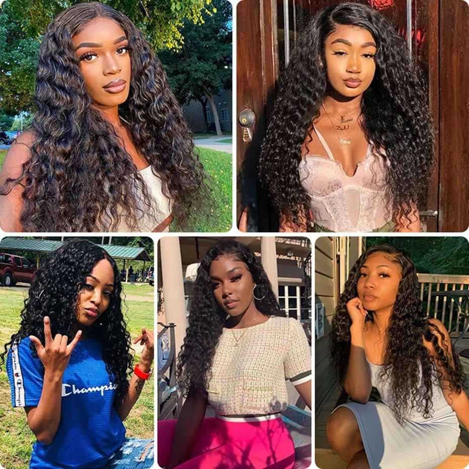 200 Density 40 Inch Deep Wave Lace Front Wig | 13x4 13x6 360 HD Lace Water Wave Curly Human Hair for Black Women