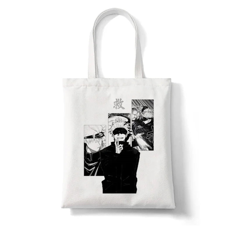 Jujutsu Kaisen Anime Canvas Tote Shopper Bag – Large Reusable Shoulder Bag for Women