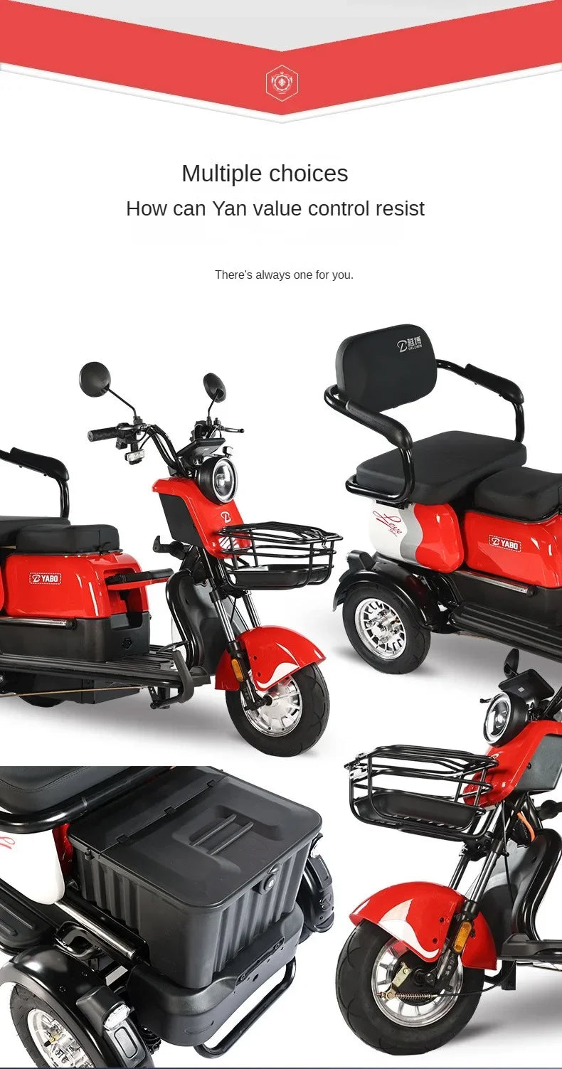 3-Wheel Electric Mobility Scooter for Adults, Long-Range Tricycle