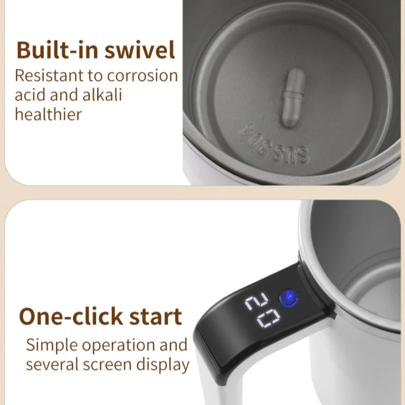 380ML Electric Self-Mixing Coffee Mug — USB Rechargeable, IP67 Waterproof, Magnetic Stir