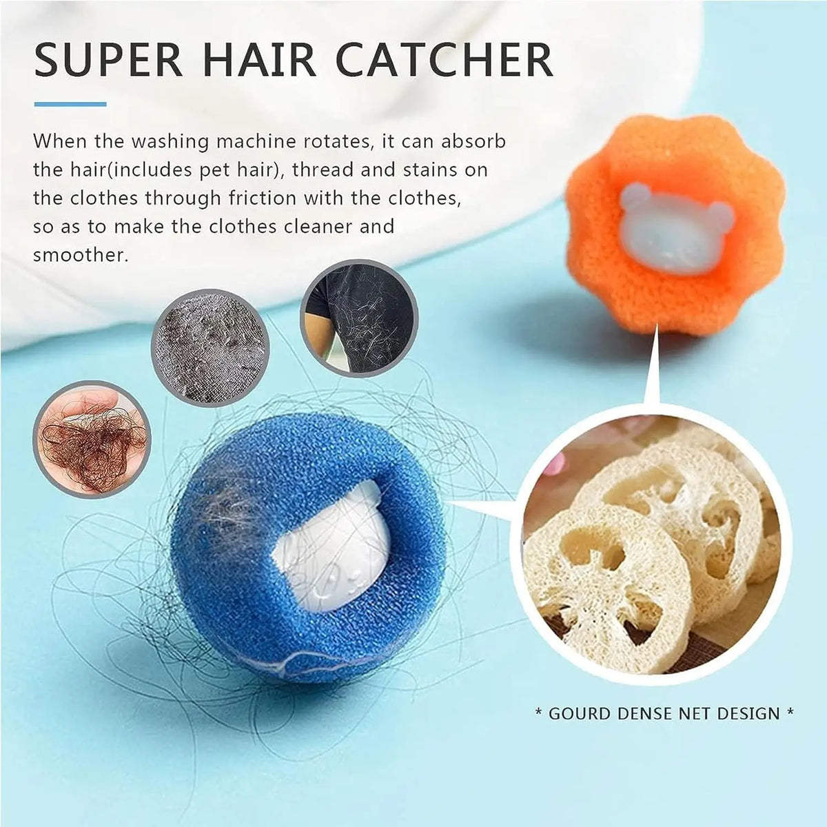 Laundry Balls Pet Hair Remover – Reusable Washing Machine Lint Catcher & Clothes Fluff Cleaner