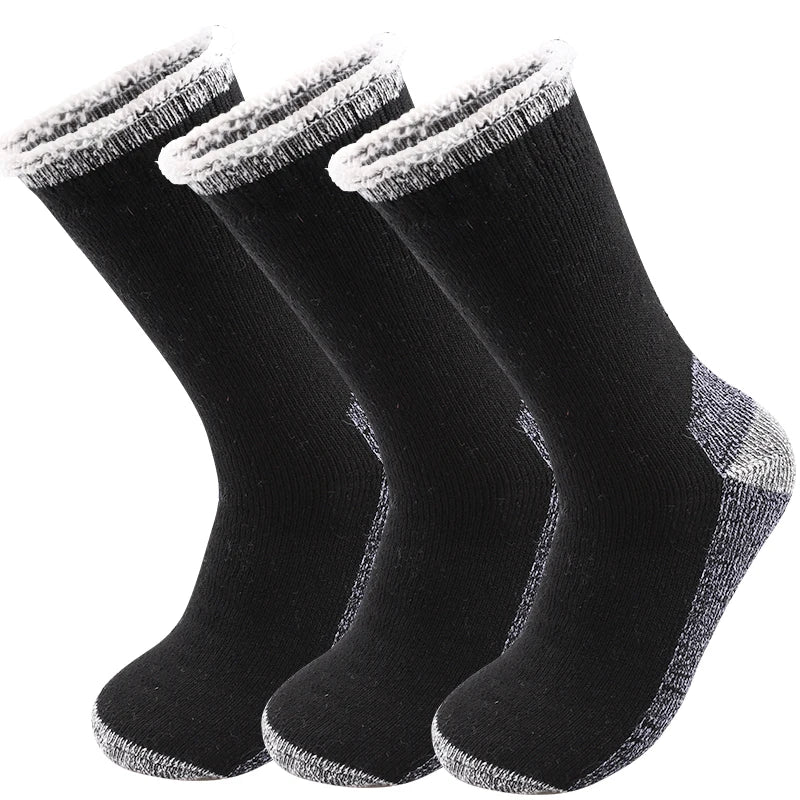 Men's Thick Wool-Blend Crew Socks, 3 Pairs