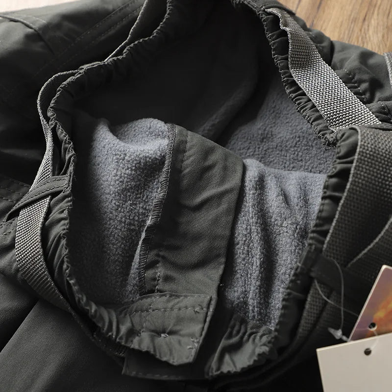 Men's Fleece-Lined Waterproof Hiking Pants — Loose Windproof Outdoor Workwear