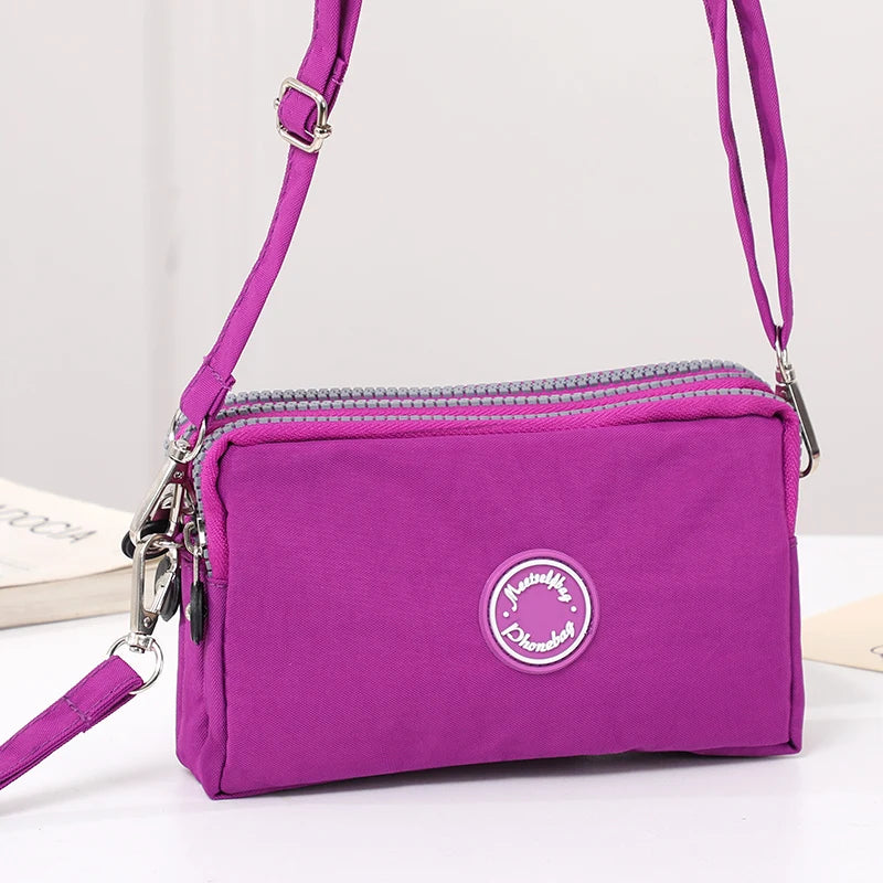 Large Capacity Triple Zipper Crossbody Shoulder Bag — Fashion Ladies Phone & Storage Bag
