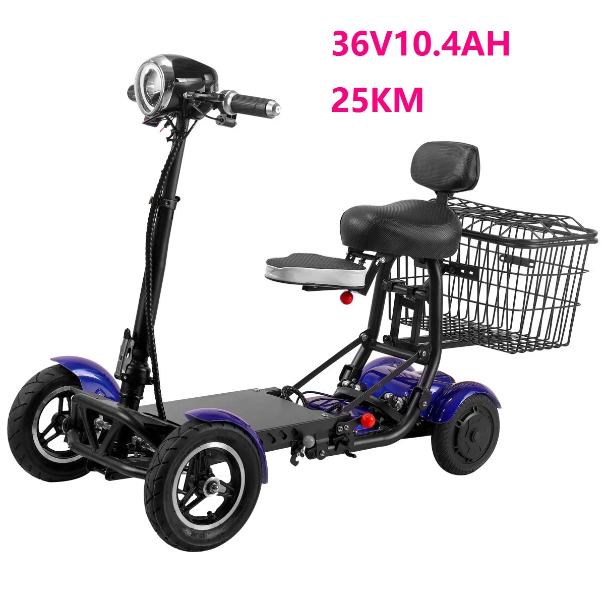 4-Wheel Mobility Scooter for Seniors, Foldable Electric Travel Scooter