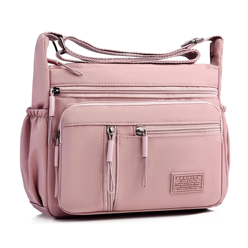 Multi-Pocket Waterproof Nylon Crossbody Messenger Bag — Large Capacity Women's Shoulder Handbag