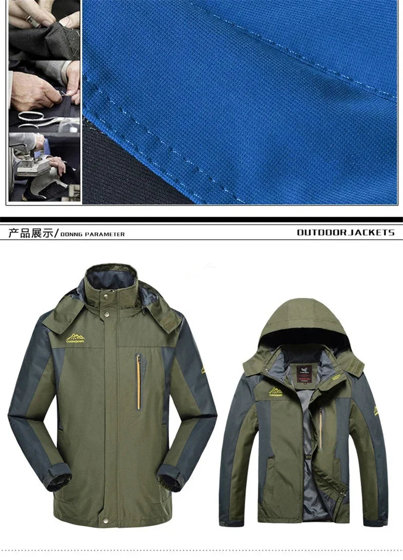Men's Thick Waterproof Hooded Parka – Plus Size Military Fleece Jacket up to 9XL