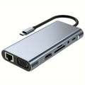 10-in-1 USB-C Hub — 4K HDMI, 100W PD Charging, USB 3.0, SD/TF Card Reader, RJ45 Ethernet