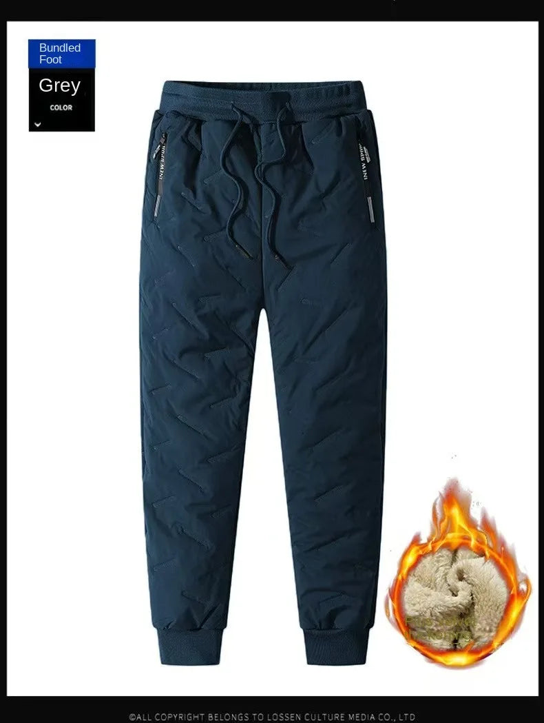 Men's Cashmere-Lined Thick Cotton Pants — Warm Winter Casual Trousers