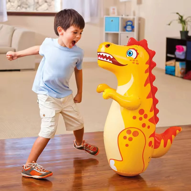 90cm Inflatable Tumbler Boxing Punching Bag for Kids – Dinosaur Standing Bop Bag, CE Certified, Ages 3+