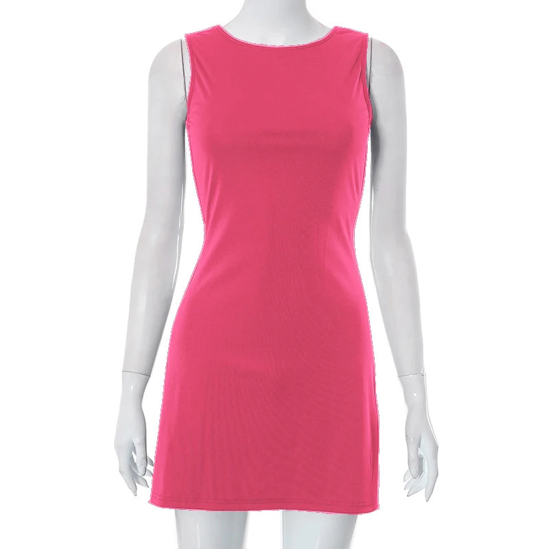 Sleeveless Knit Slim A-Line Mini Dress — Y2K Streetwear Summer Dress