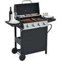 Portable 34,000 BTU 4-Burner Stainless Steel Gas Grill | Heat-Resistant Handle, Removable Grease Tray, Outdoor Patio, Backyard & Camping