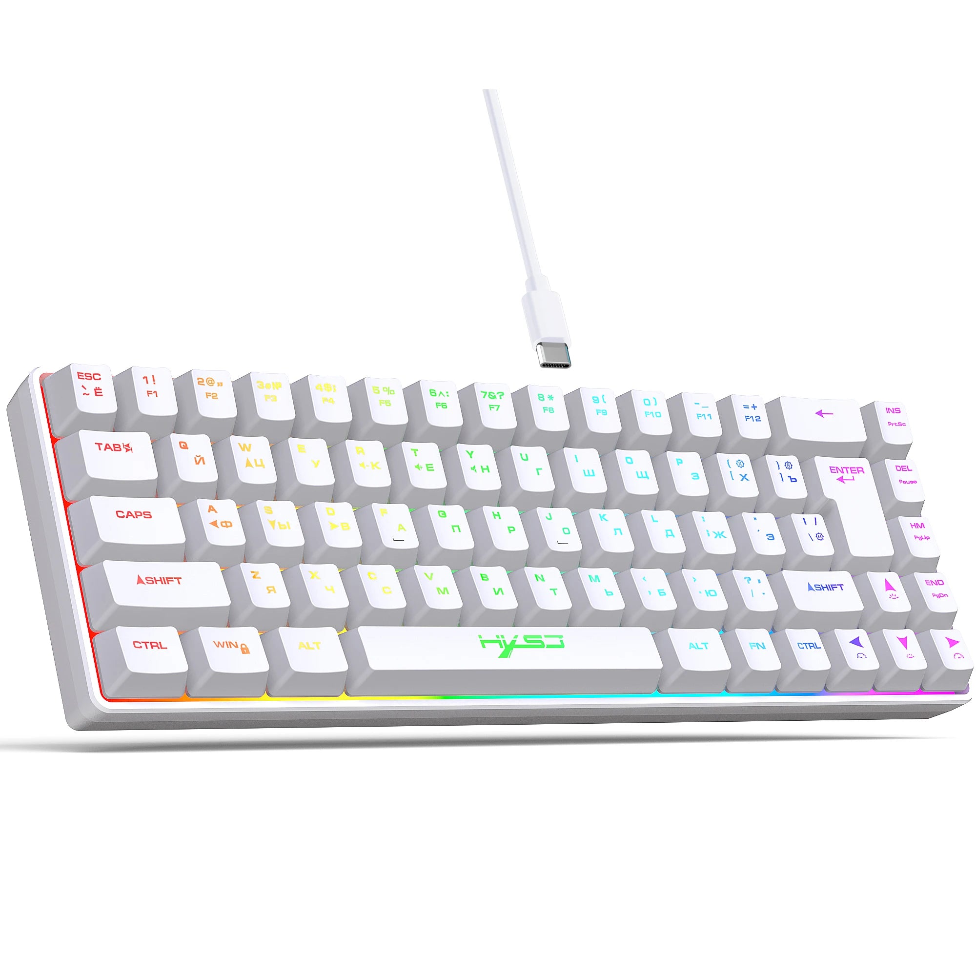 68-Key RGB Gaming Keyboard — USB Wired, 20 Backlight Modes, Multi-Language Layout for PC & Laptop