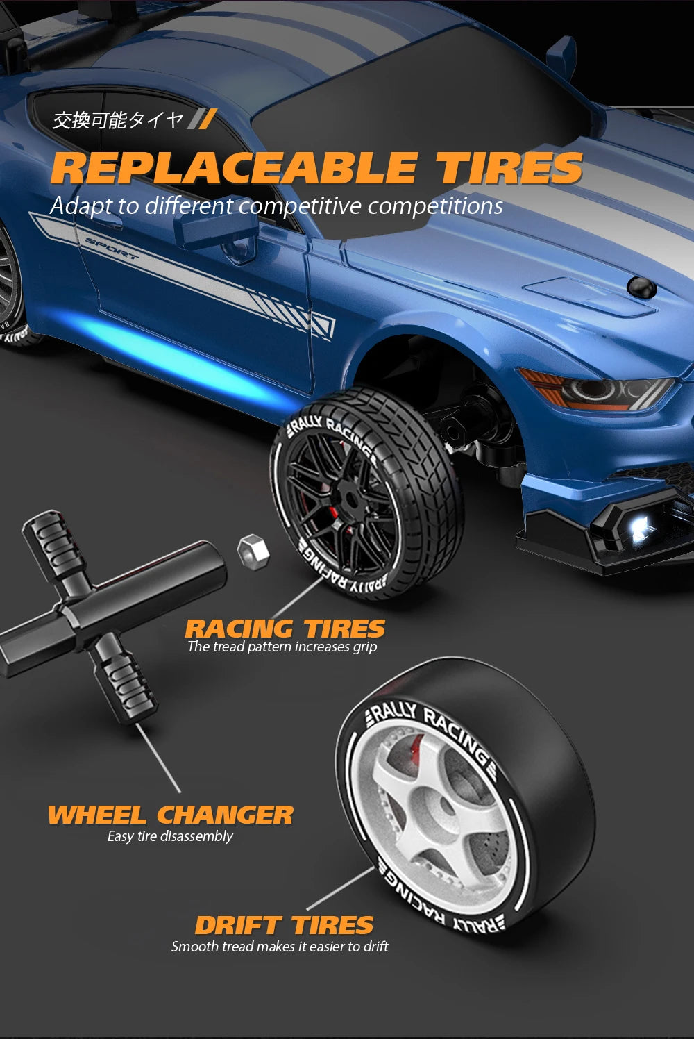 1:24 Scale 4WD RC Drift Car – 20KM/H High Speed LED Racing Vehicle