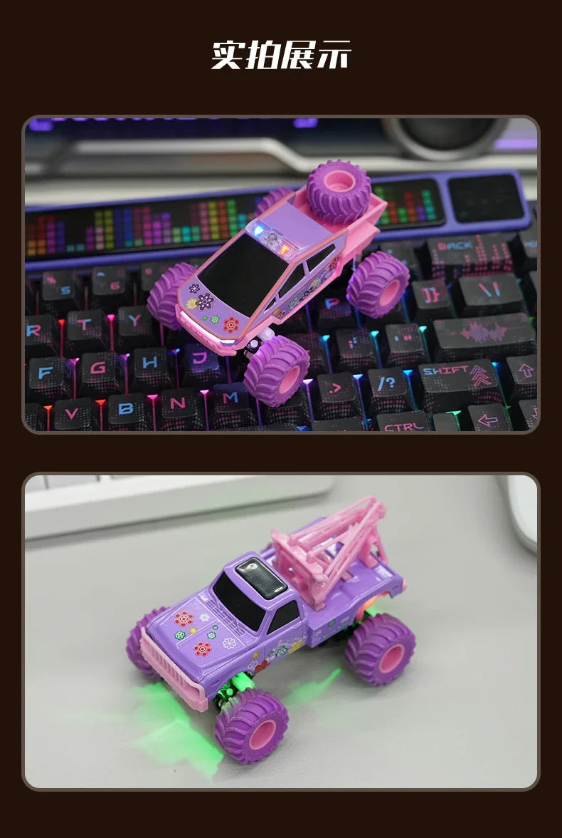 hot model 1:64 mini alloy remote control truck 2.4G four-wheel drive big foot off-road vehicle simulation model children toy car
