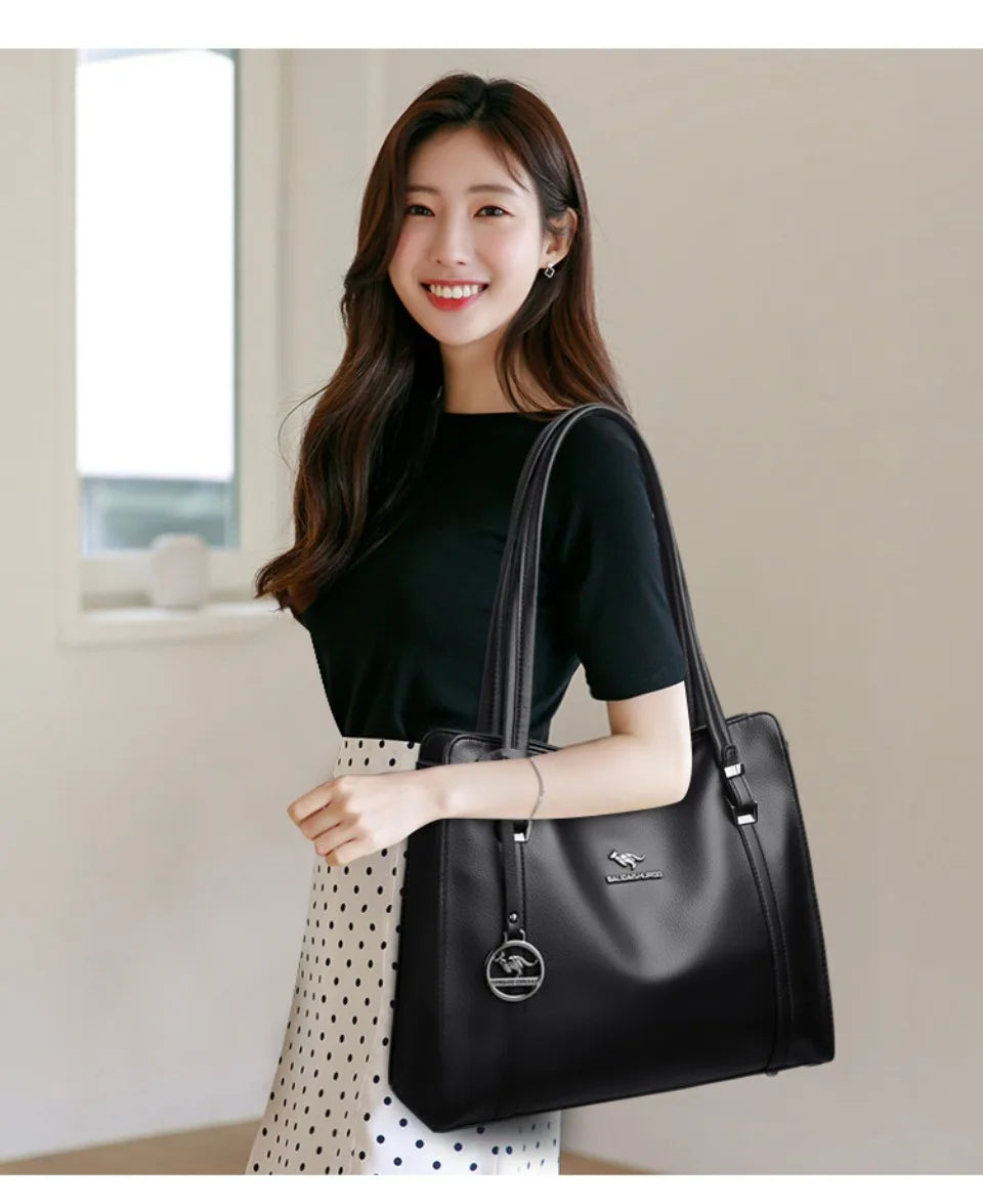 Luxury Soft PU Leather Tote Bag – Large Capacity Sequin Crossbody Shoulder Bag for Women