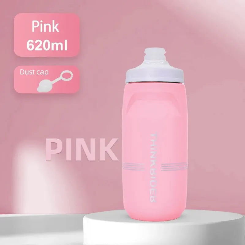 ThinkRider Cycling Water Bottle 620ml/750ml – Squeeze Jet, Leakproof, MTB & Road Bike Cage Compatible, 0–70°C
