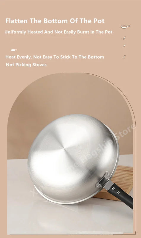 Stainless Steel Wok – Uncoated 24cm & 26cm Frying Pan
