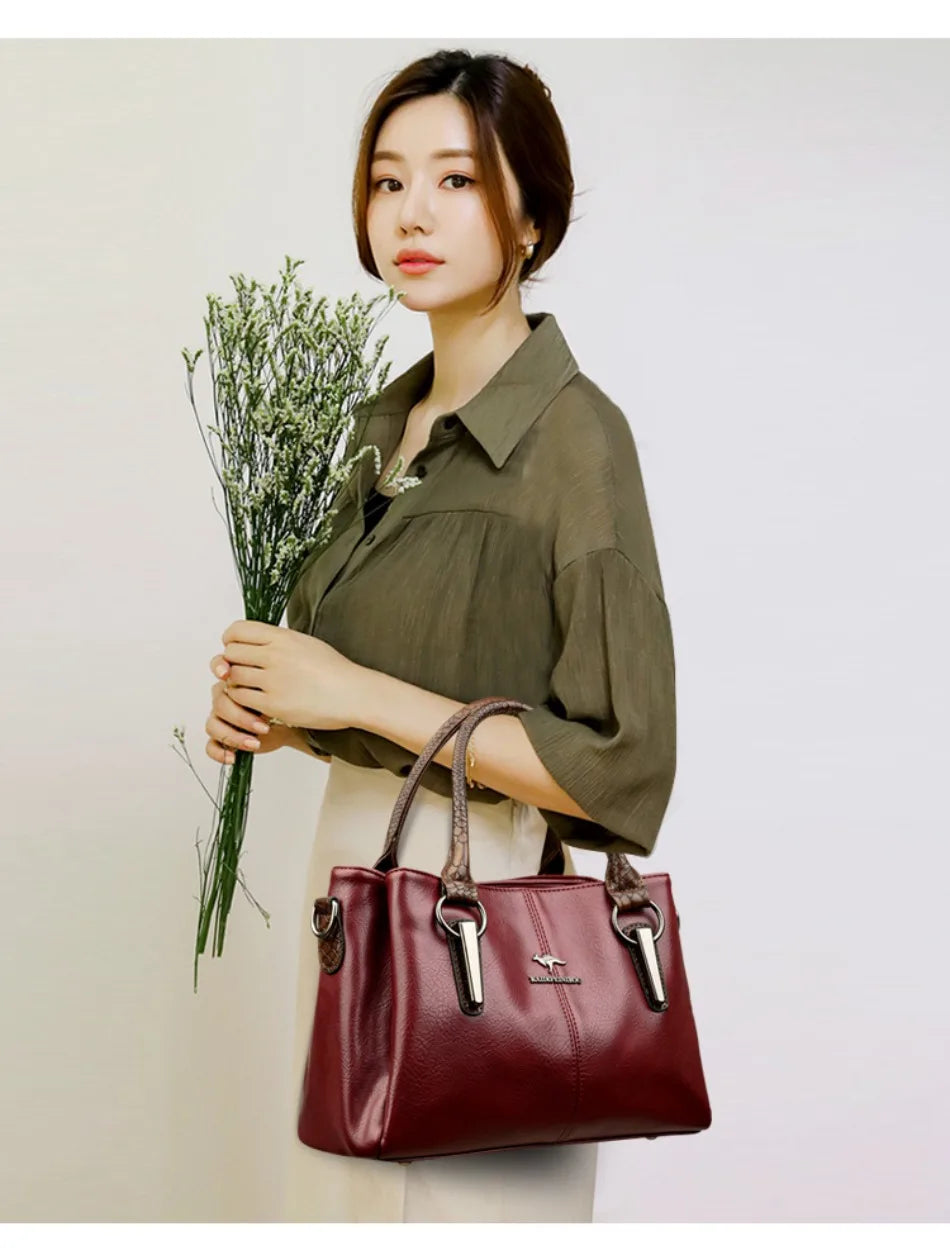 Luxury Soft Leather Large Capacity Tote Crossbody Bag – Elegant Shoulder Handbag for Women