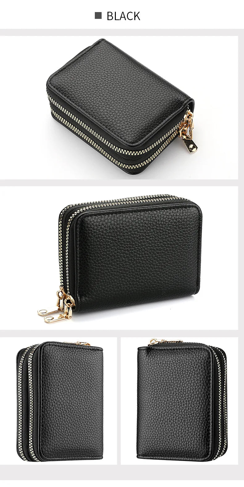 Women's Double Zipper Short Wallet – Fashion Credit Card Holder with Large Capacity Coin Purse