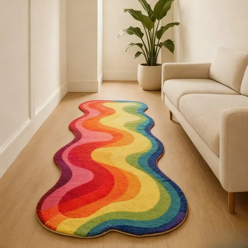 VIKAMA Gradient Wave Rug – Non-Slip Bedroom & Living Room Mat