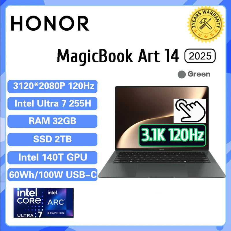 Honor MagicBook Art 14 2025 – 14.6" 3.1K OLED Touch, Intel Core Ultra 7, 32GB DDR5, Up to 2TB SSD
