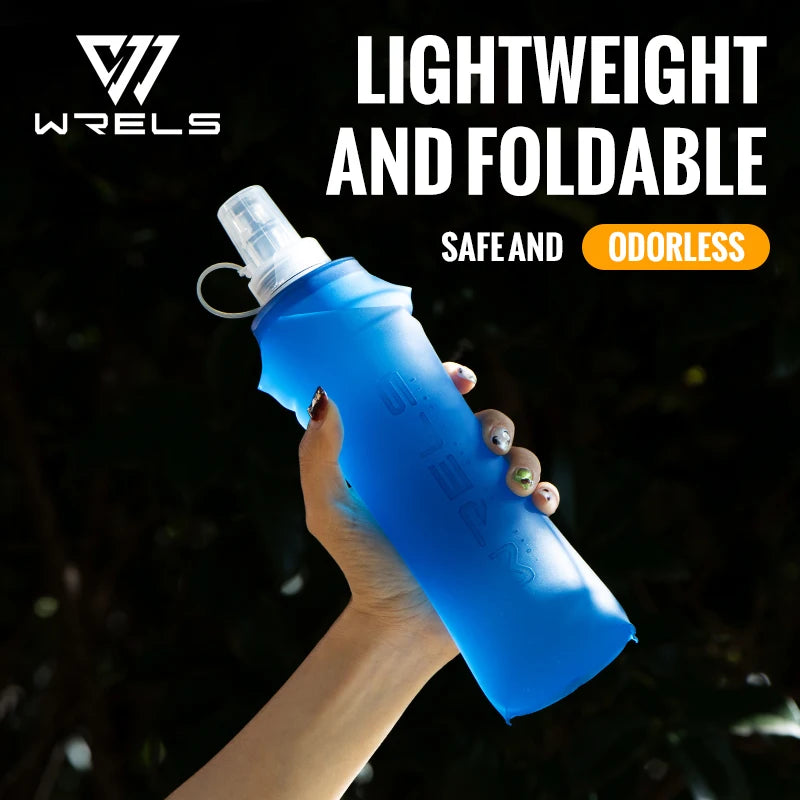 WRELS Collapsible Soft Flask Water Bottle – BPA-Free TPU Foldable Running Bottle for Hiking, Camping & Travel, 150/250/500ml