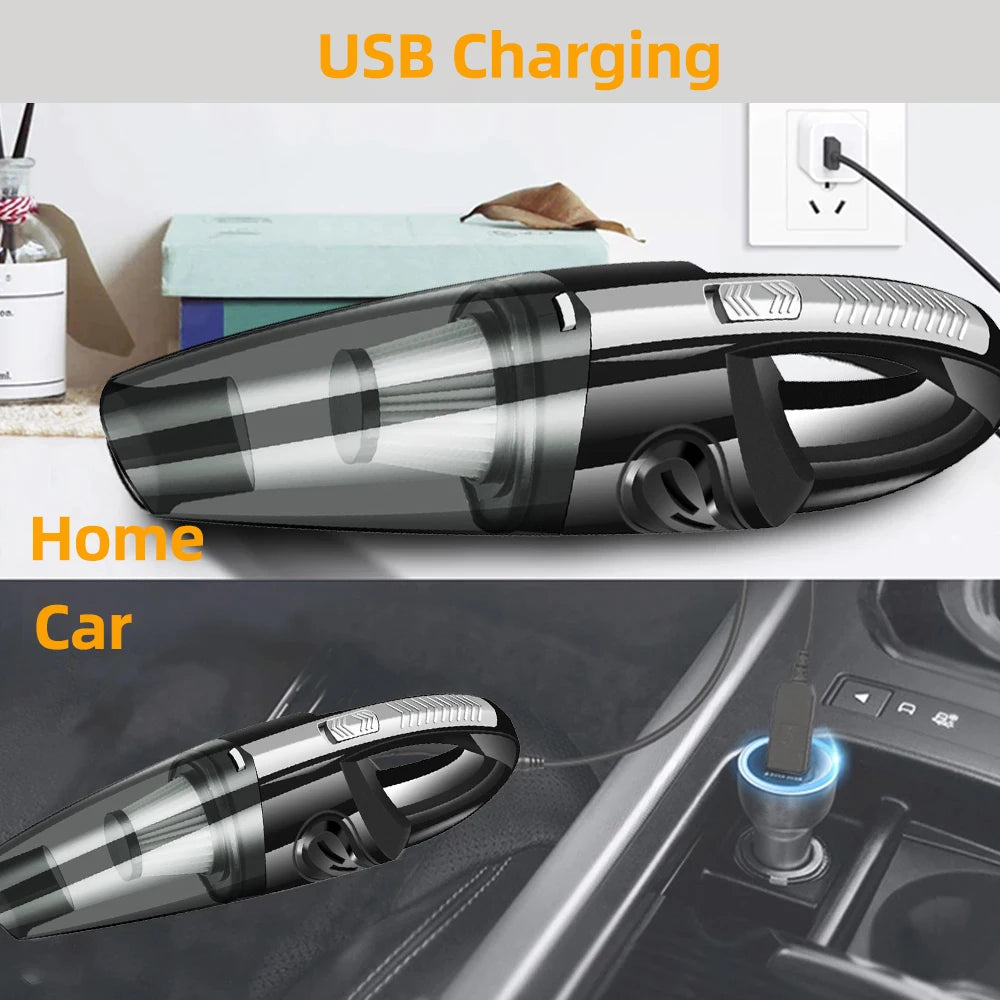 Wireless Cyclone Handheld Car Vacuum Cleaner — Rechargeable, Quick Charge for Car, Home & Pet Hair