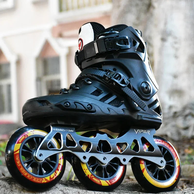 Big Wheel 3-Wheel Speed Roller Skates – Adult Professional Racing Inline Flat Skates