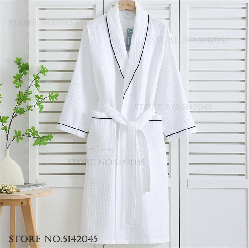100% Cotton Waffle Couple Robe | Kimono Yukata Loungewear Bathrobe for Women & Men